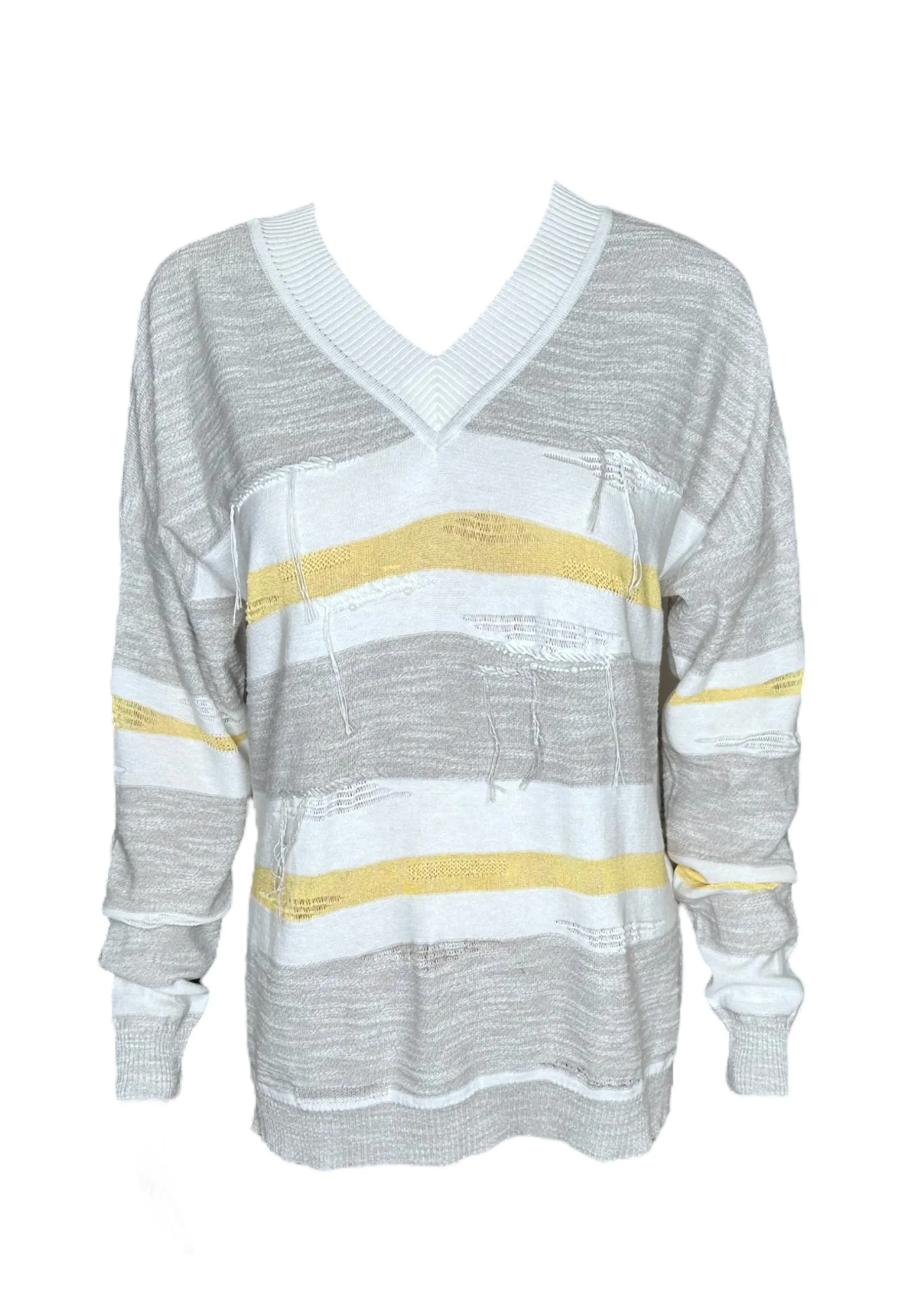 Striped Beaded Long Sleeve Sweater