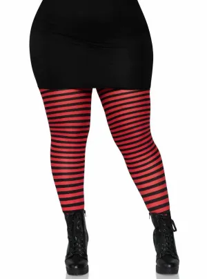 Striped Black And Red Full Length Plus Size Stockings