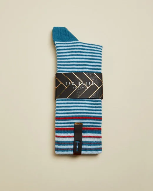 Striped Cotton Socks - Light Blue