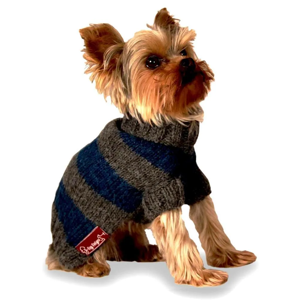 Striped Dog Sweater Blue And Gray