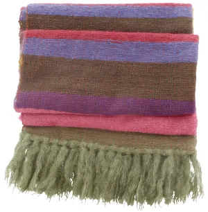 Striped Fluffy Brushed Mohair Shawl