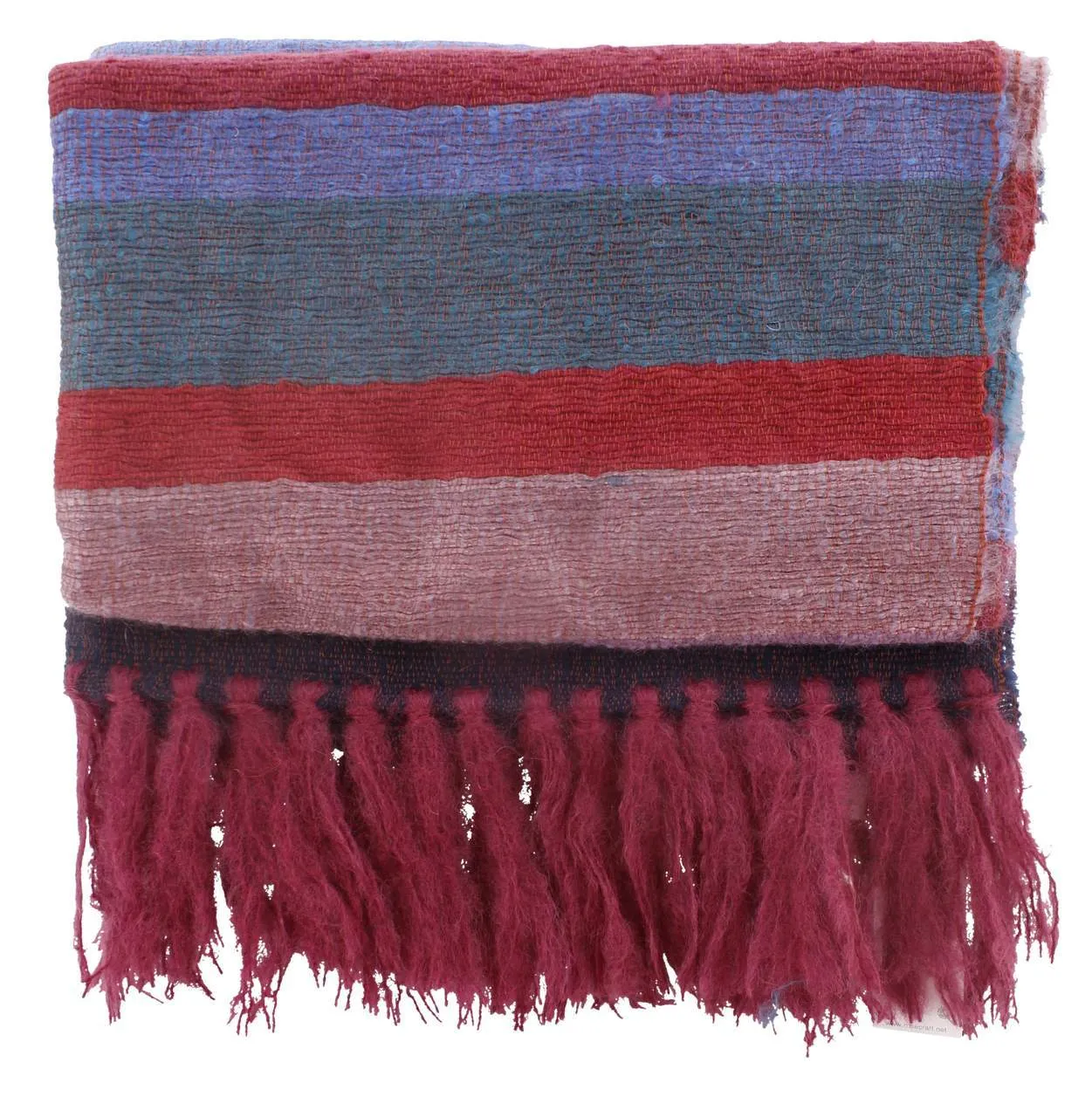 Striped Fluffy Brushed Mohair Shawl