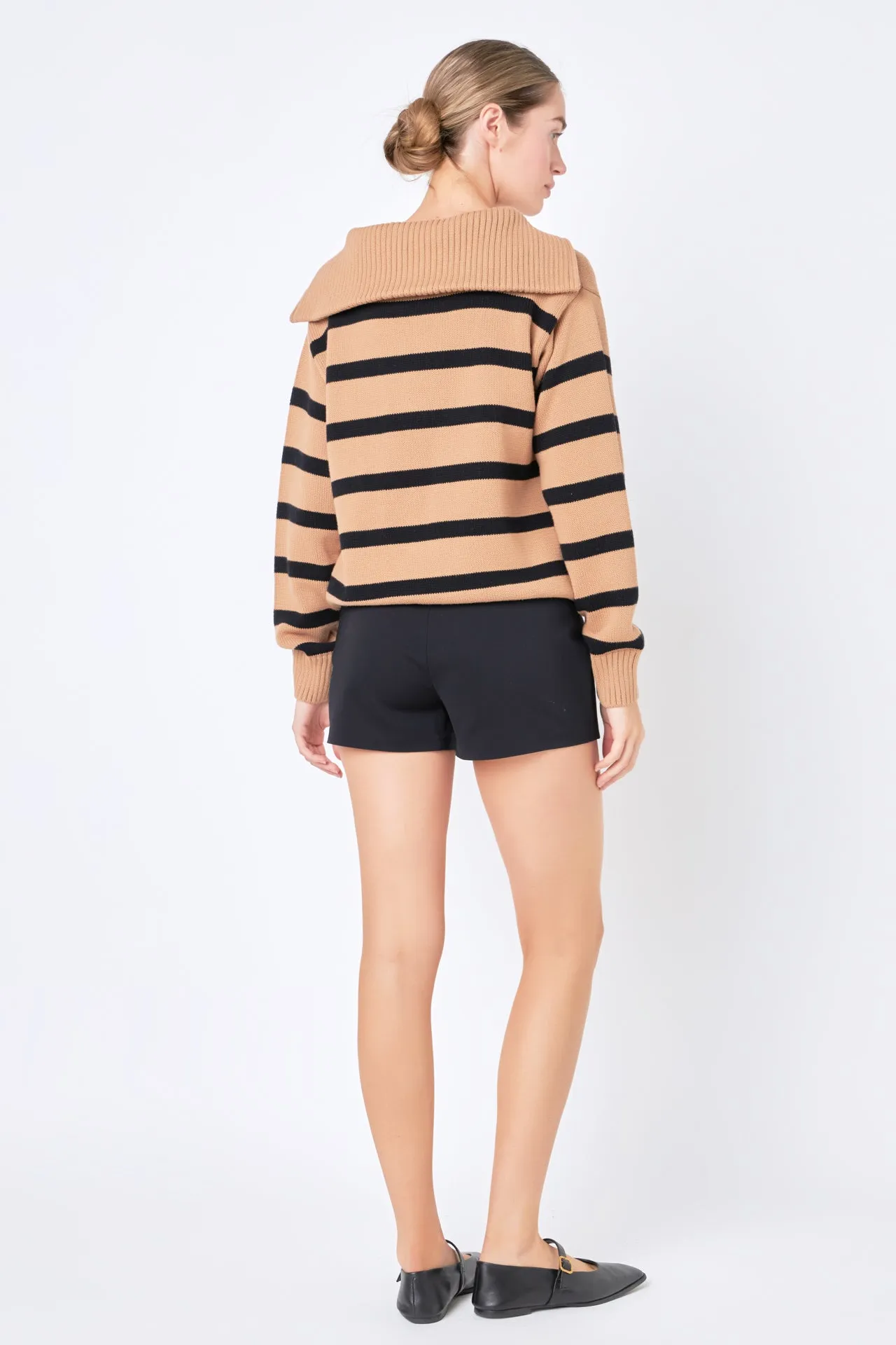 Striped Knit Zip Pullover