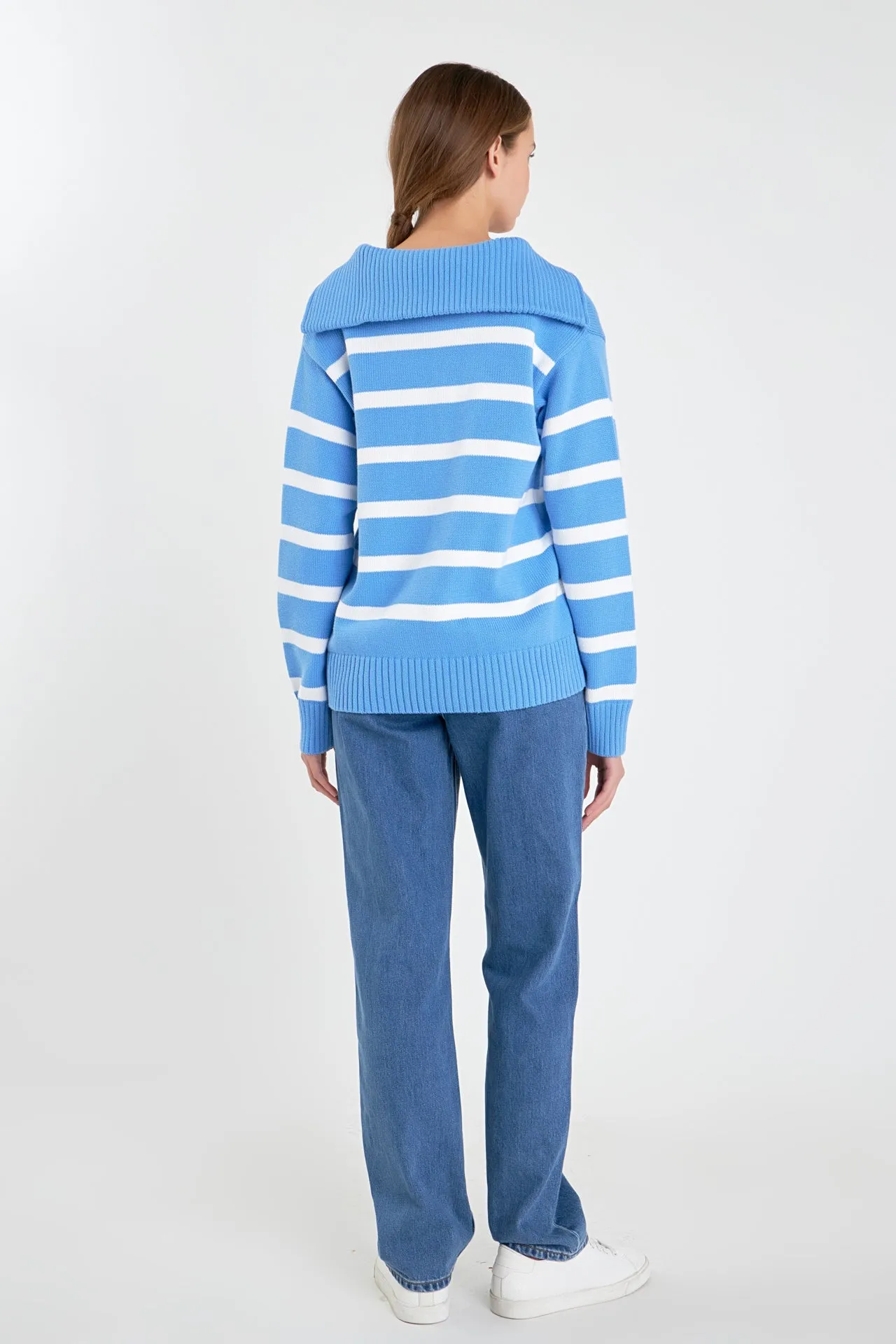 Striped Knit Zip Pullover