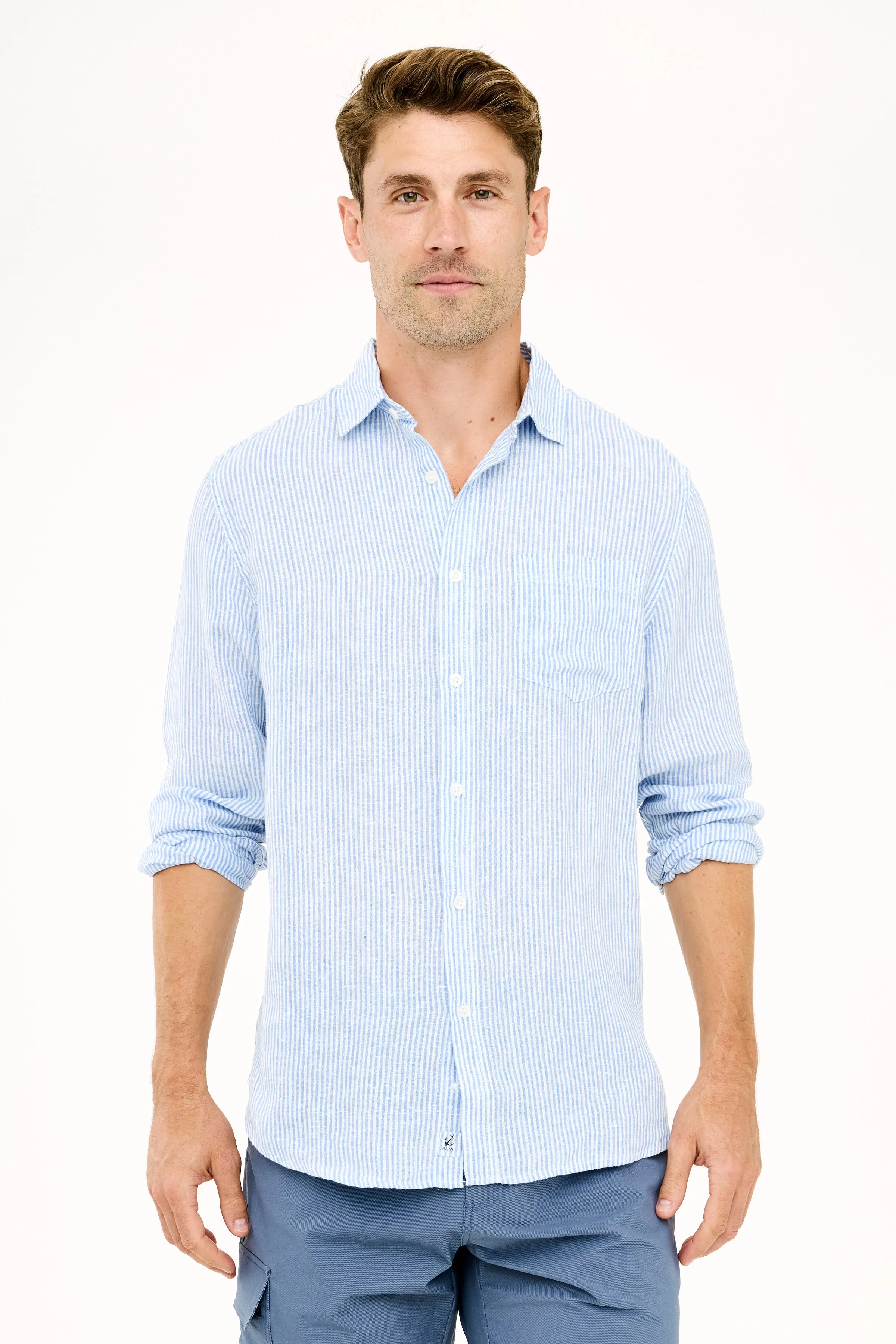 Striped Linen Shirt - Blue Stripe