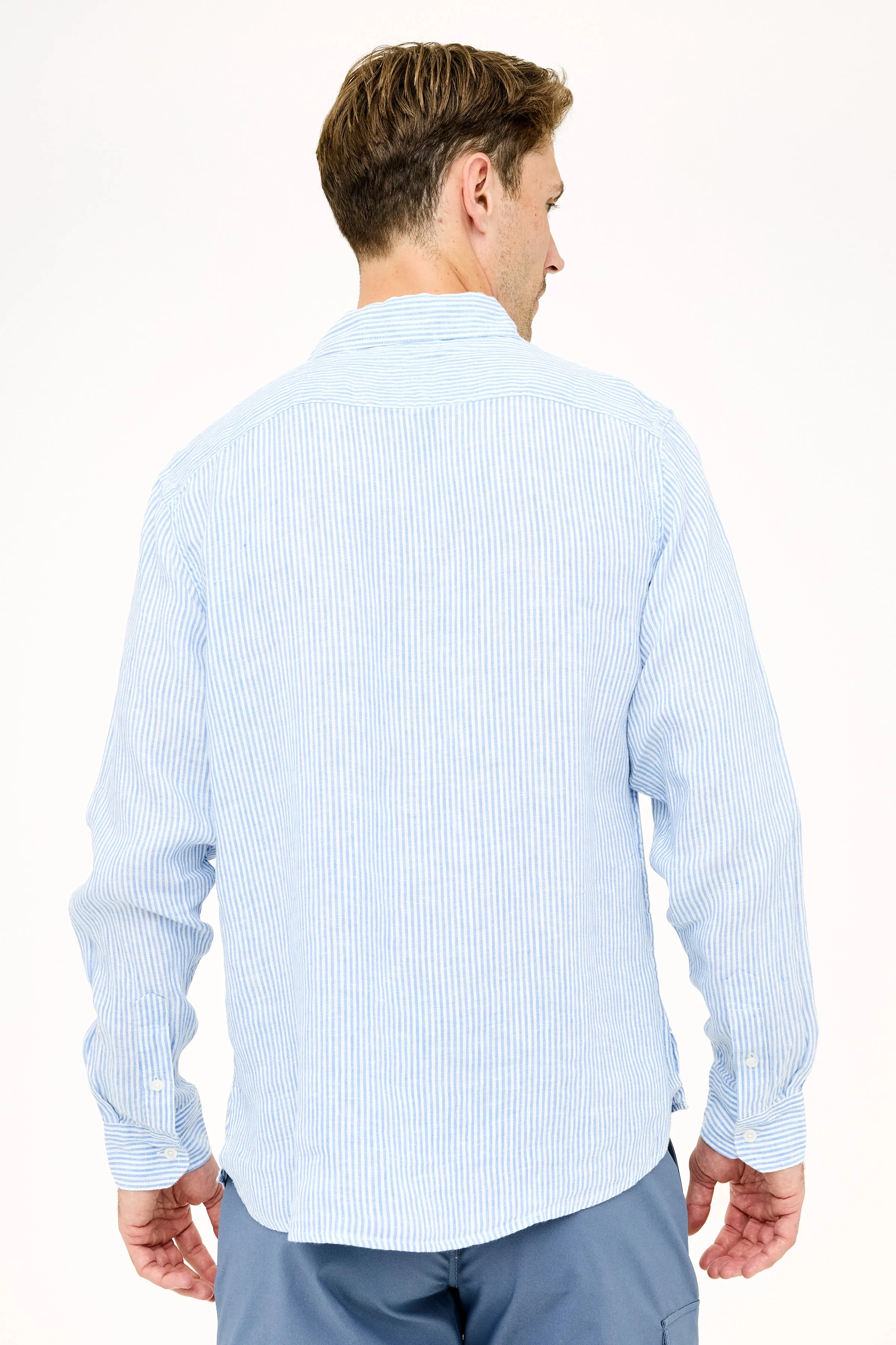 Striped Linen Shirt - Blue Stripe