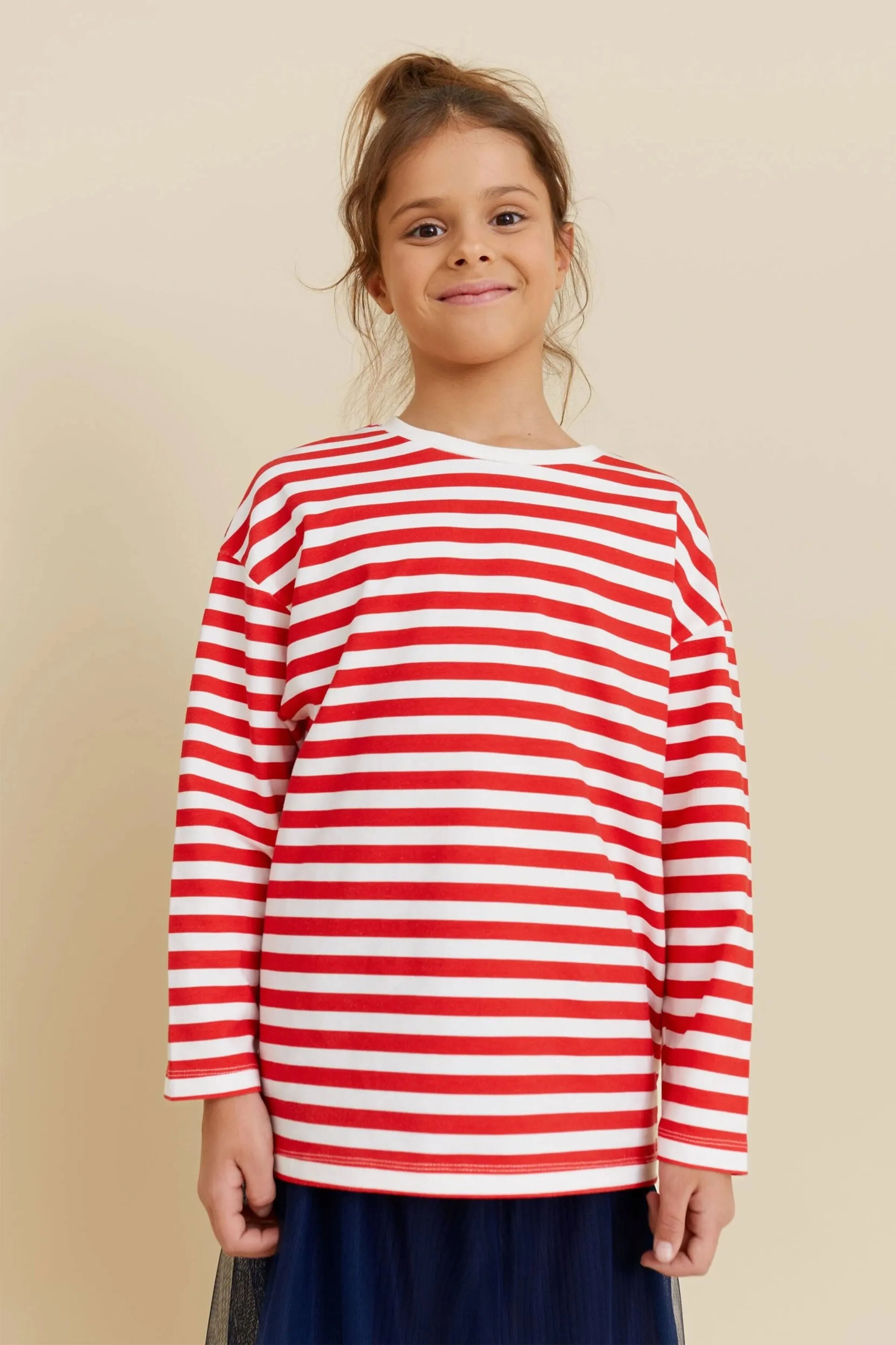 Striped Long Sleeve Top (Red)