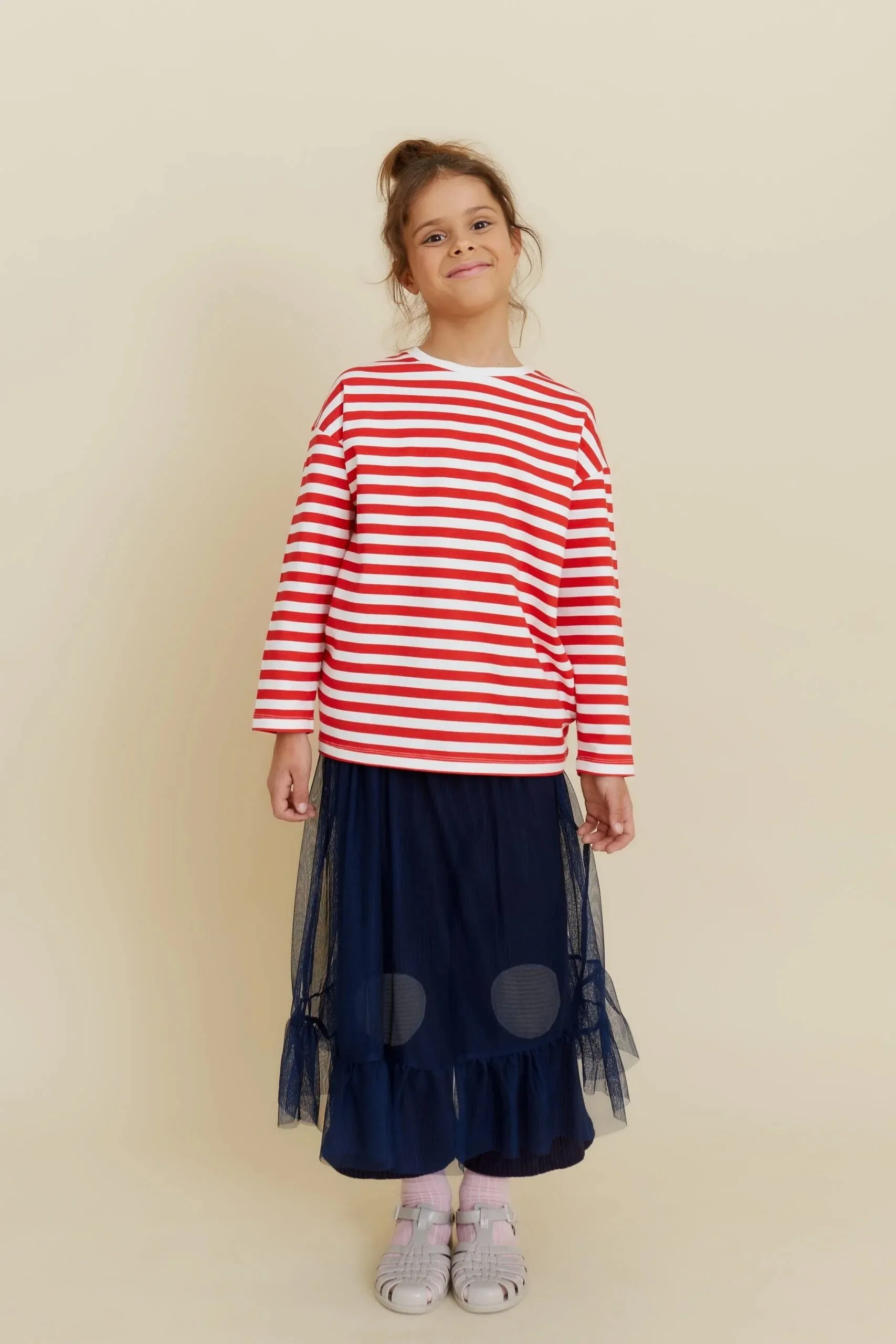 Striped Long Sleeve Top (Red)