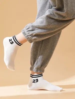 Striped Number 23 Ankle Socks Silly Socks for Women Funky Socks Funny Socks