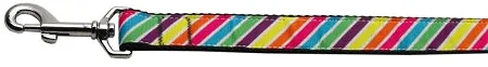 Striped Rainbow Nylon Dog Leash 3-8 Inch Wide 6ft Long