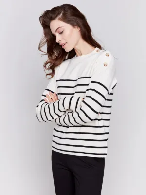 STRIPED SWEATER WITH BUTTON DETAIL