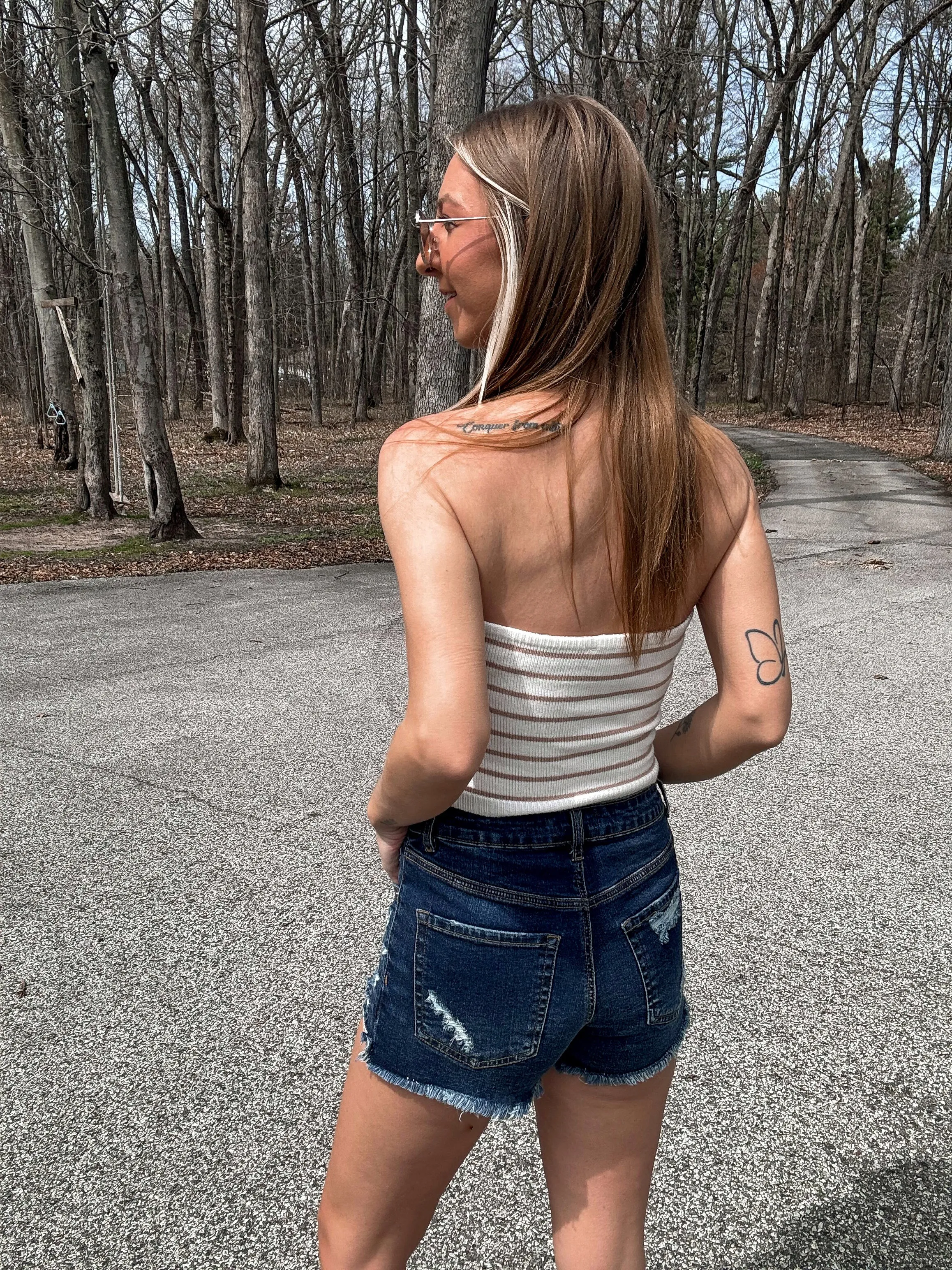 Striped Tube Top Sweater