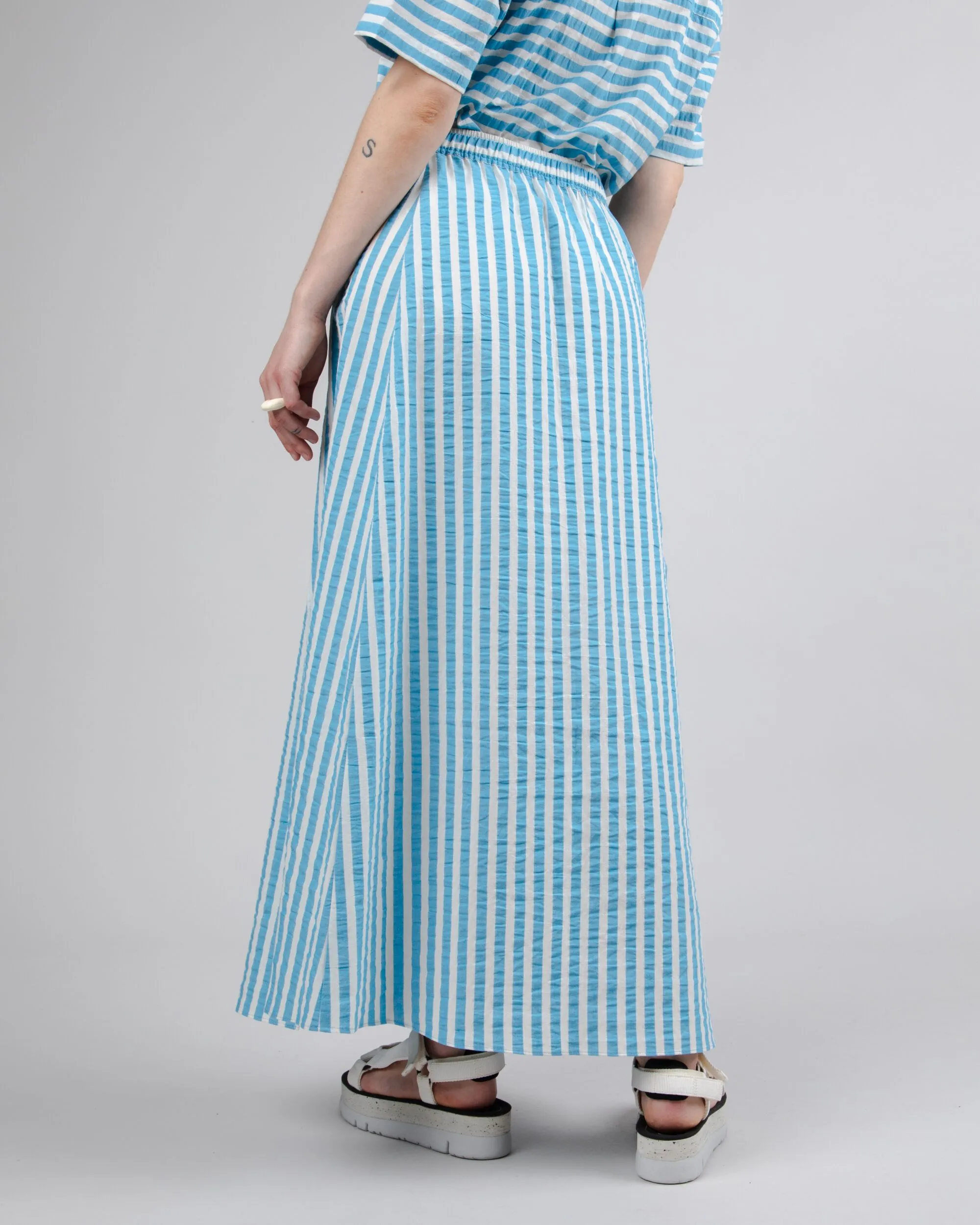 Stripes Long Skirt Blue