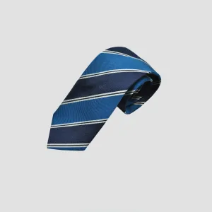 Stripes Silk Tie in Blues & White