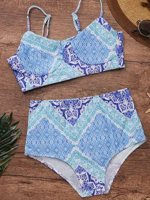 Strips Comfy Wireless Tankinis Plus Size Printed Swimwear For Women