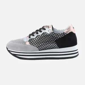 STRIPY platform sneaker - black fishnet