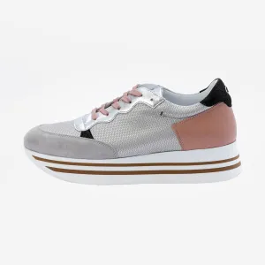 STRIPY platform sneaker - grey and pink