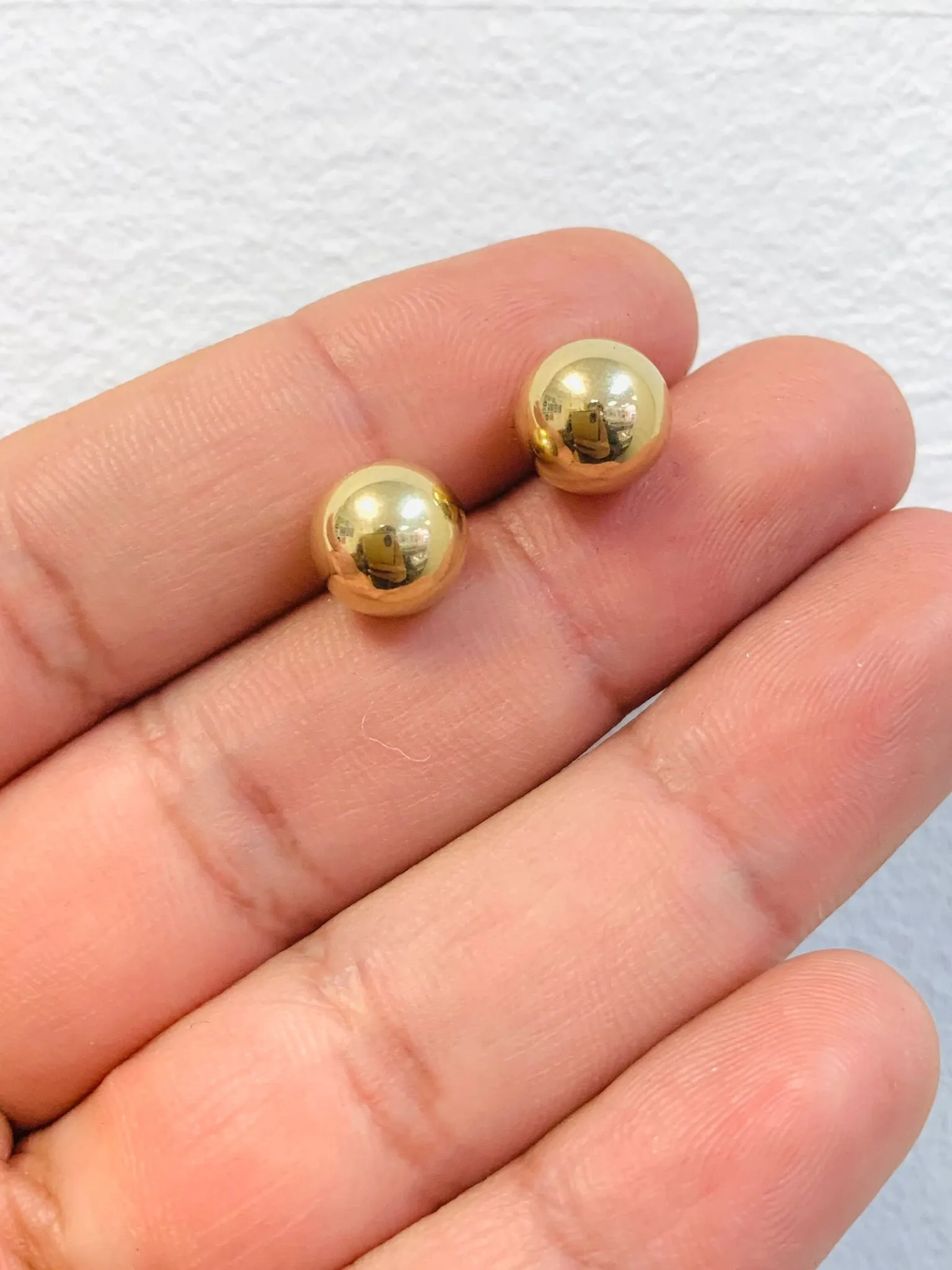 Stud Earrings Ball Push Back 10mm 14K Genuine Yellow Gold Stylish and Dainty Gift Womens   - Prime Jewelry 269