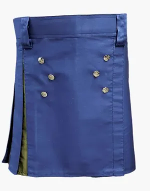 StUDDED APRON HYBRID KILT WHOMENS BLUE AND OLIVE GREEN