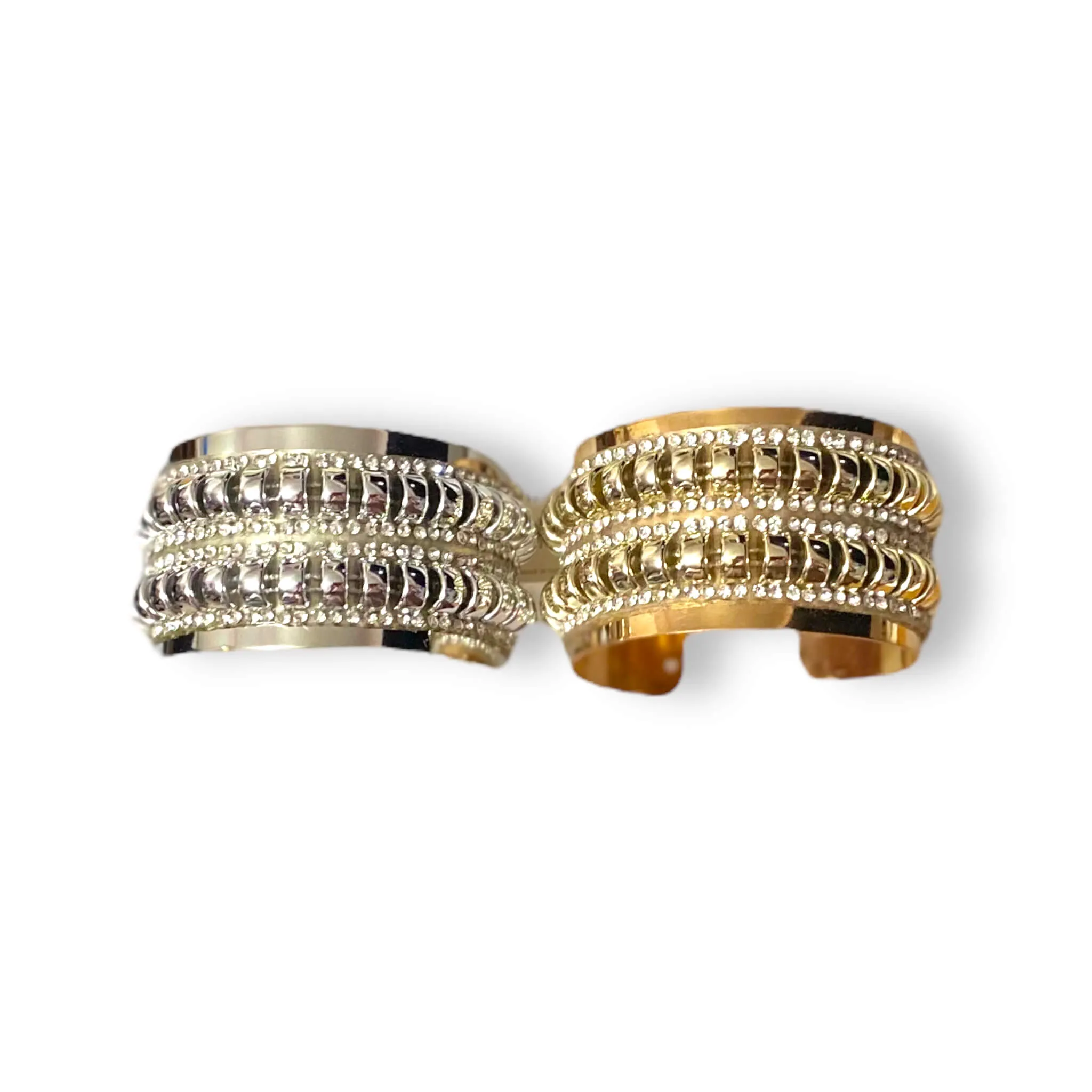 Studded Crystal Wide Cuff Bracelet