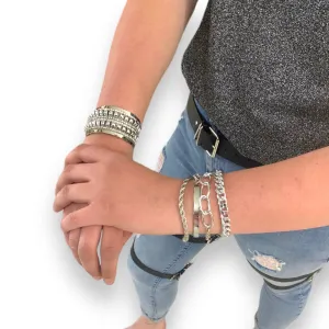 Studded Crystal Wide Cuff Bracelet