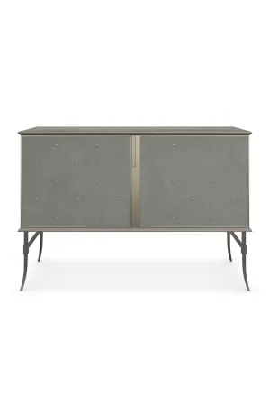 Studded Gray Suede Sideboard | Caracole Brass Tacks