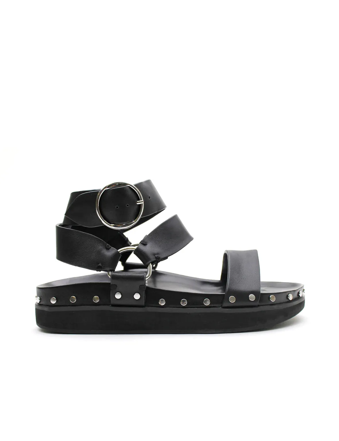 Studded Sandal | Black | Silver