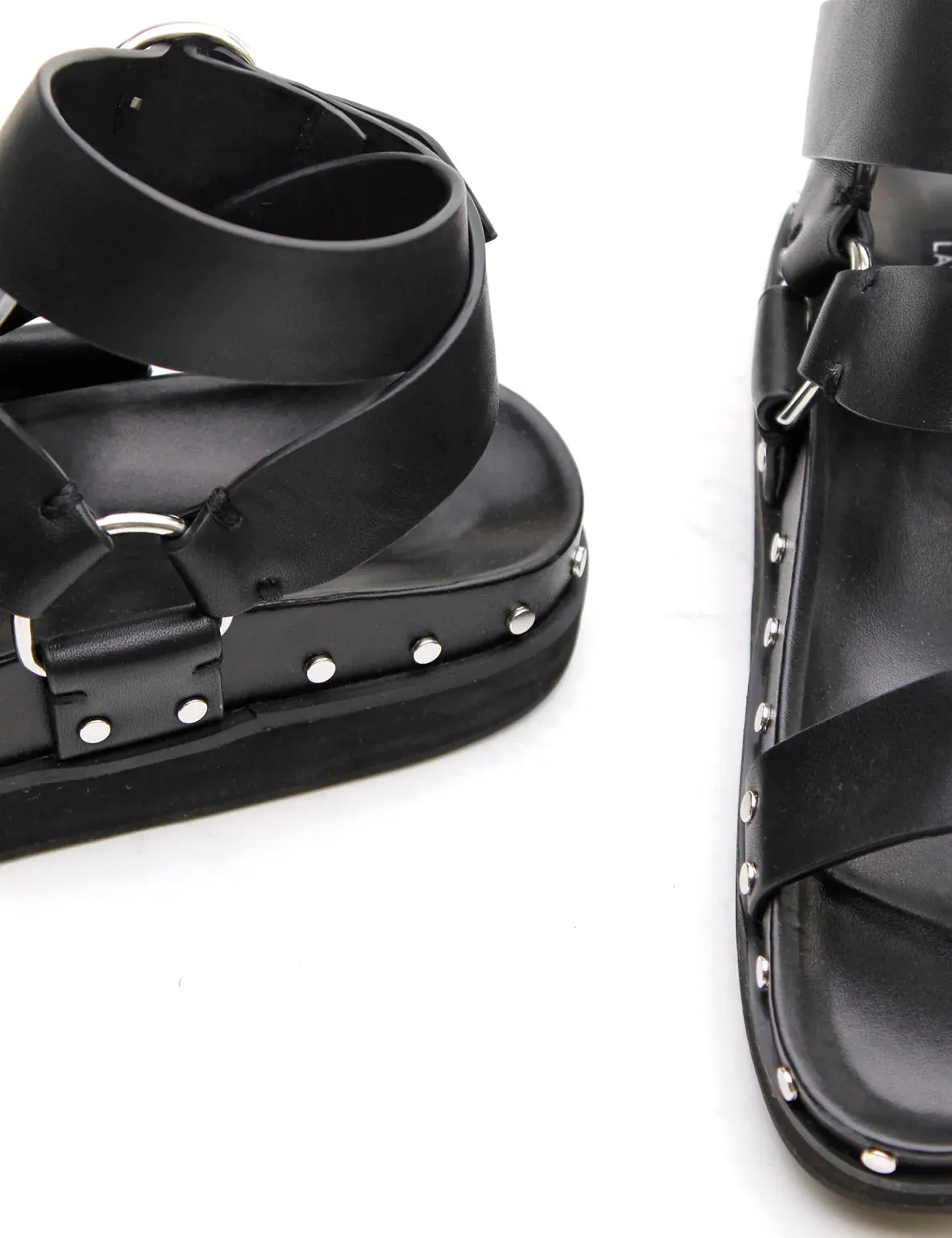 Studded Sandal | Black | Silver