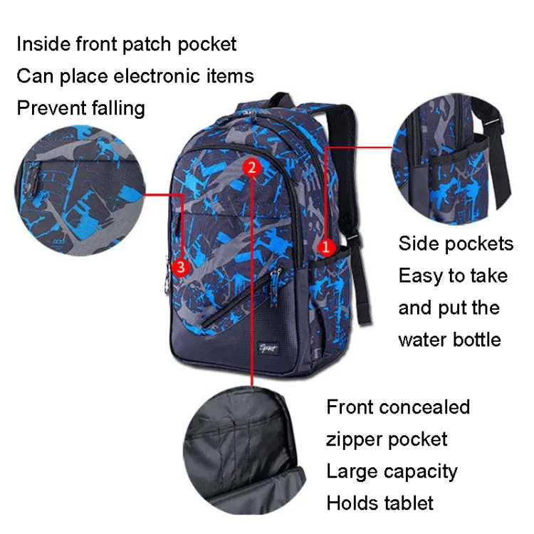 Student Schoolbag Backpack Casual Computer Travel Bag(Printing Blue)