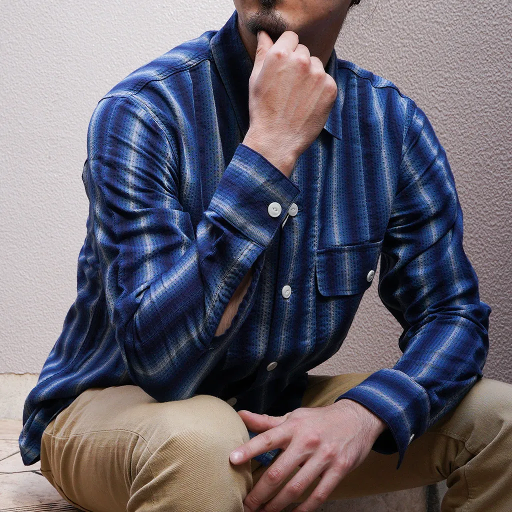 Studio D'Artisan "Awa-Ai" Natural Indigo Shijira Stripe Shirt