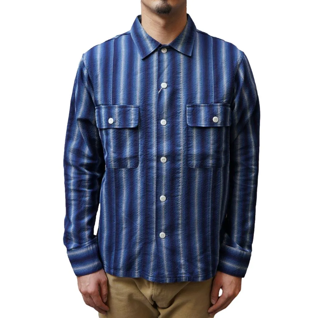 Studio D'Artisan "Awa-Ai" Natural Indigo Shijira Stripe Shirt