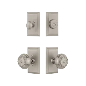 Studio Entry Set with Meadows Knob in Satin Nickel