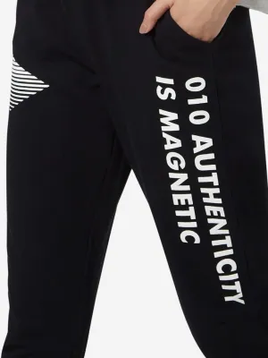 Studiofit Black Text Patterned Joggers