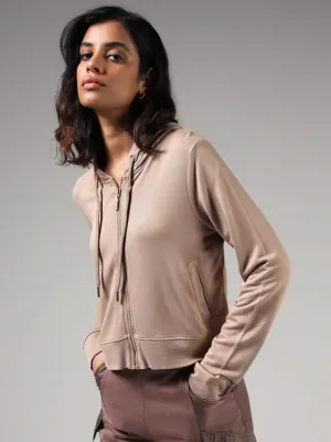 Studiofit Tan Brown Hoodie Jacket