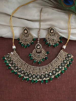 Stunning Bridal Emerald Choker Set With Green Drops