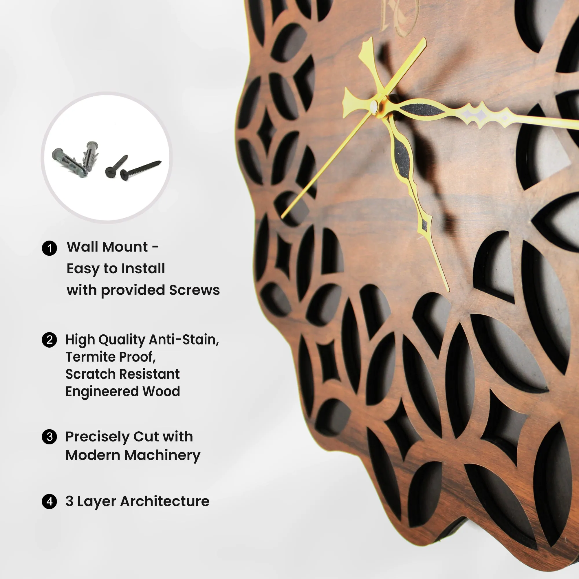 Stunning Wooden Wall Clock with Intricate Design