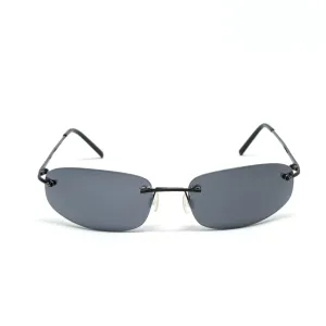 //Style 3809/// Deluxe Vintage Y2k Rimless Black Frame Sunglasses - Grey