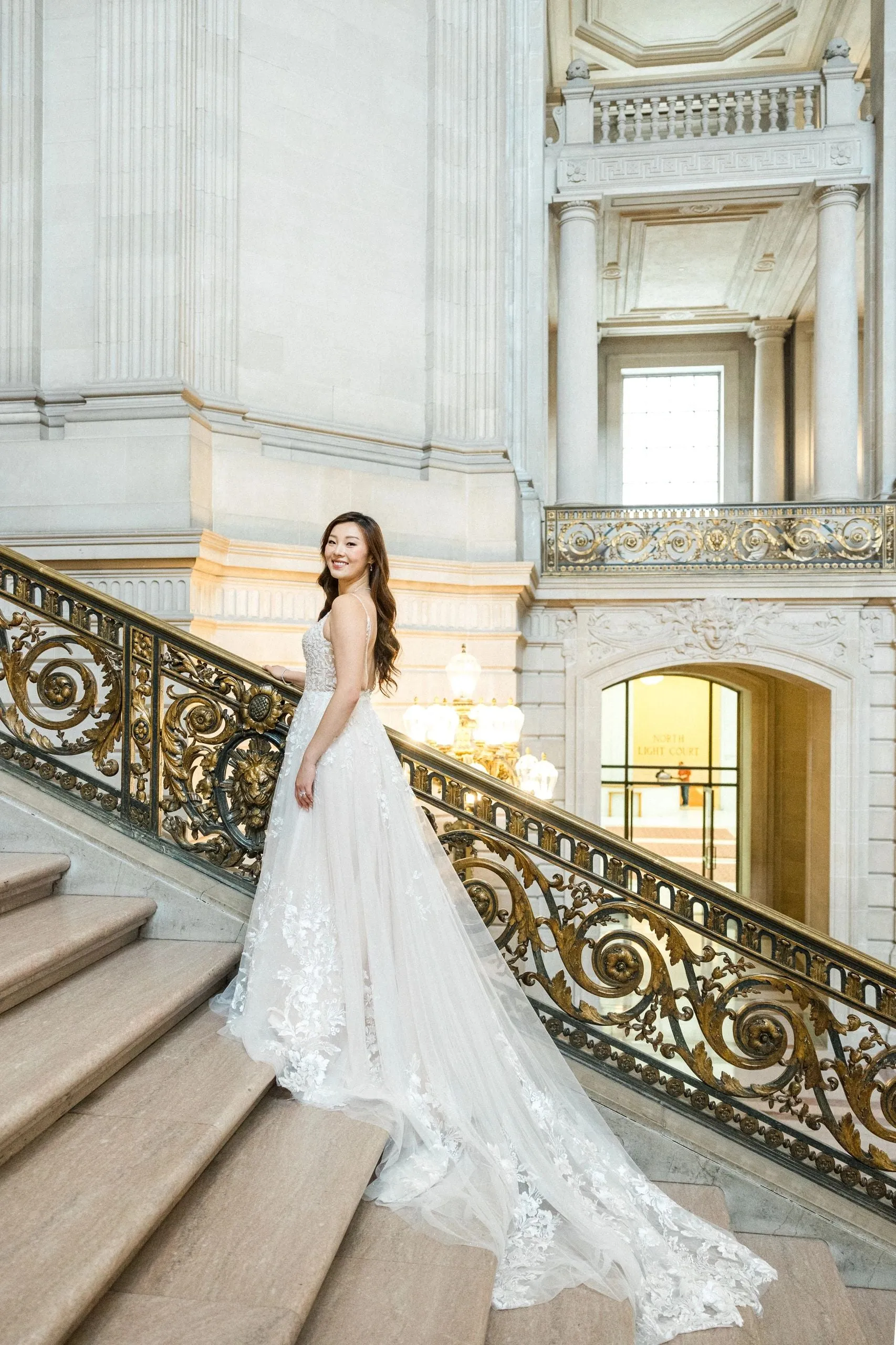 Style E2402 -Spaghetti Strap Floral Lace Low Back A-line Soft-tulle Wedding dress