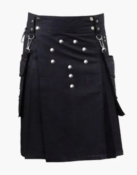 STYLISH APRON AND A MODERN BLACK UTILITY KILT