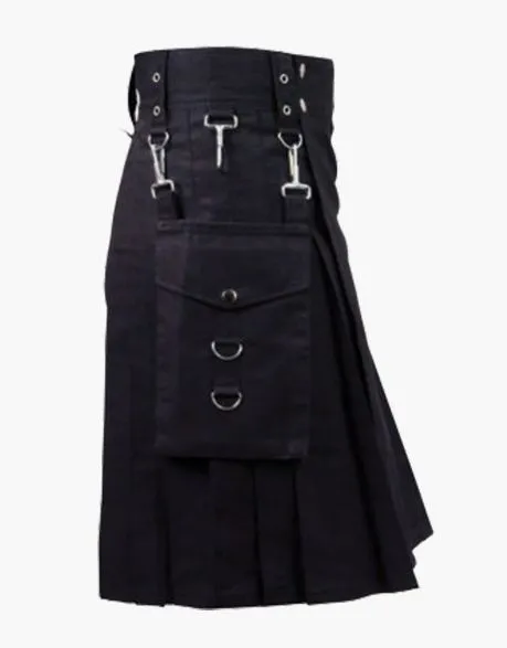 STYLISH APRON AND A MODERN BLACK UTILITY KILT