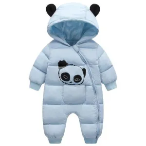 Stylish Baby Thick Cotton Panda Cartoon Winter Hooded Rompers