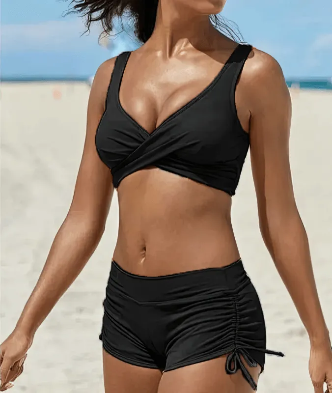 Stylish Elastic Women's Swimwear with Bra and Shorts - SF1877