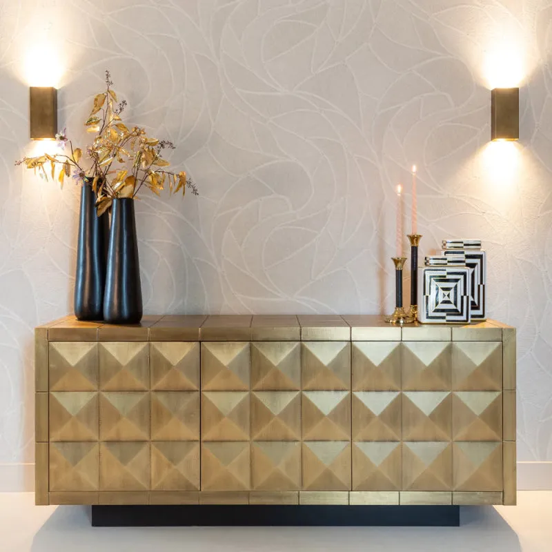 Stylish Gold Sideboard - Modern Geometric Design