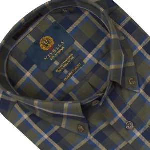 Stylish Green & Blue/Tan Plaid Button Down Shirt Made In Canada