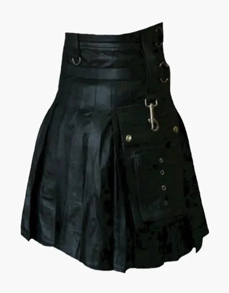 Stylish leather kilt with chain