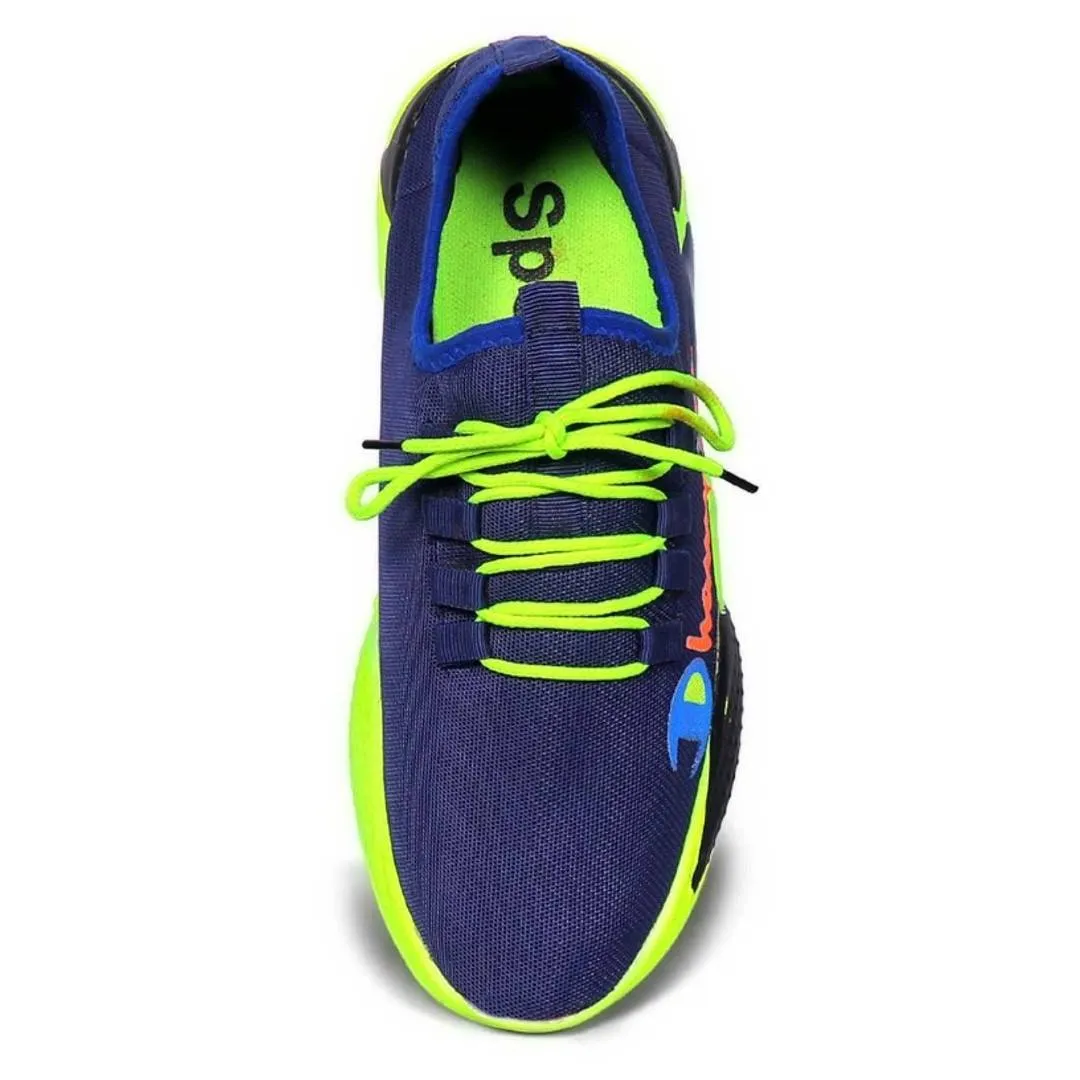 Stylish Mesh Royal Blue Printed Sports Shoes For Men