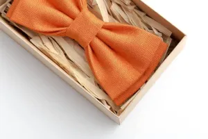 Stylish Orange Linen Bow Tie - Perfect Gift for Men and Groomsmen