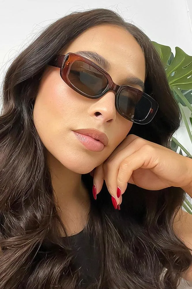 Stylish Oval Transparent Frame Sunglasses