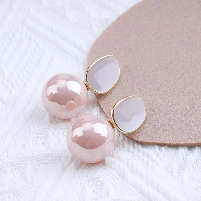 Stylish Pink Pearl Earrings: Korean & Western Fusion, Perfect for Parties