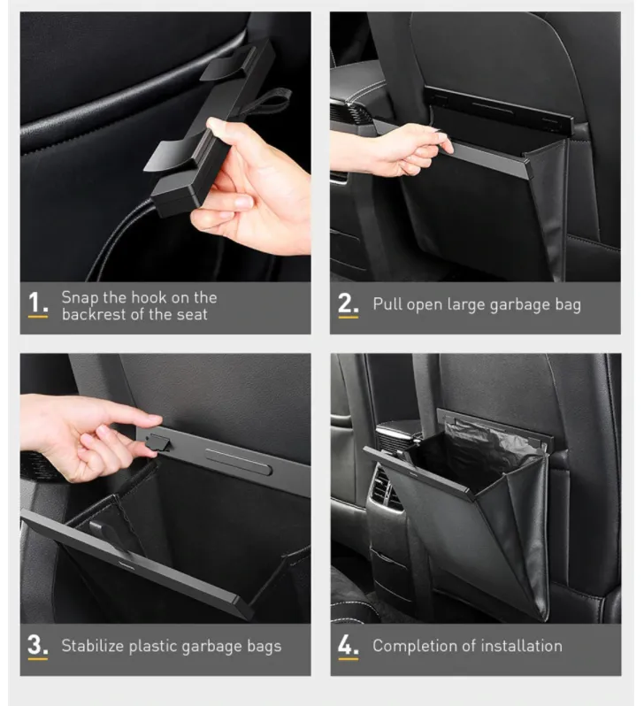 Stylish Sleek Car Backseat Magnetic Organiser Rubbish Bin